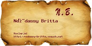 Nádassy Britta névjegykártya